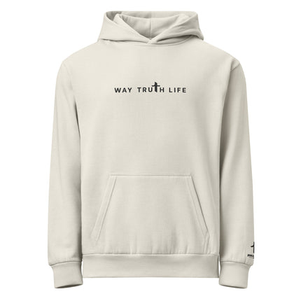 Way Truth Life Christian hoodie in Pigment Lunar Rock, front view