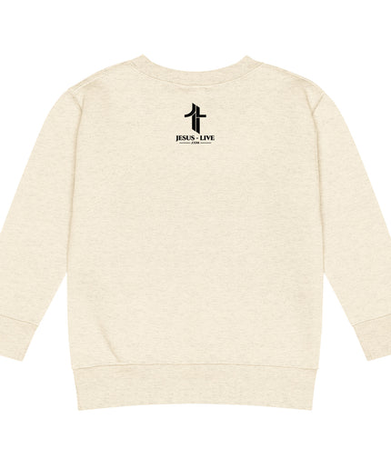 America's 250 patriotic kids sweatshirt in Natural Heather, back view