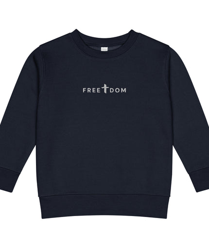 Freedom Christian kids sweatshirt in Navy, front view