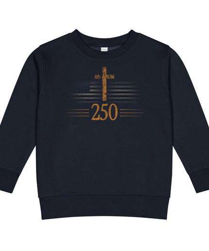 America's 250 patriotic kids sweatshirt in Navy, front view