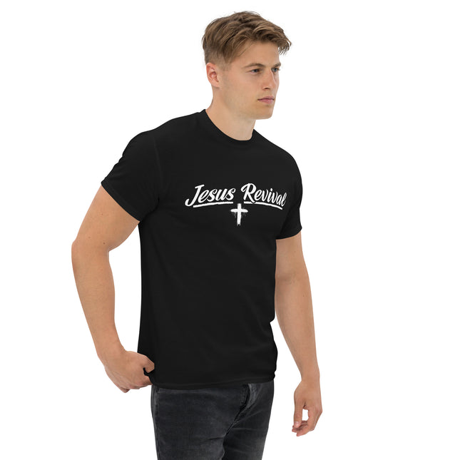 Jesus Revival Christian t-shirt in Black, right front view