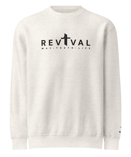 Revival Way Truth Life Christian sweatshirt in Oatmeal Heather, front view