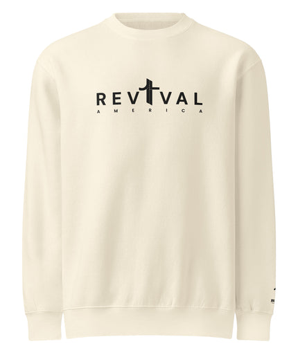 Revival America Christian sweatshirt in Sandshell, front view