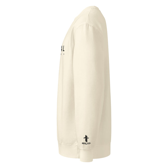 Revival America Christian sweatshirt in Sandshell, left side view
