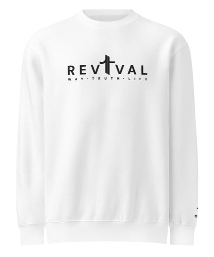 Revival Way Truth Life Christian sweatshirt in White, front view