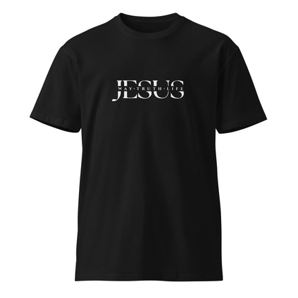 Jesus Way Truth Life Christian t-shirt in Black, front view
