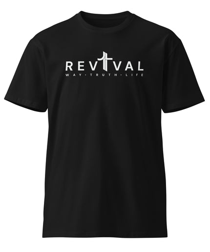 Revival Way Truth Life Christian t-shirt in Black, front view