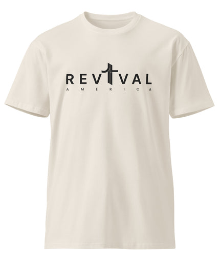 Revival America Christian t-shirt in Bone, front view