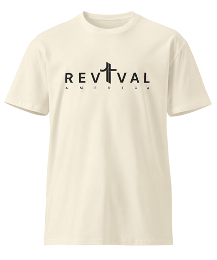 Revival America Christian t-shirt in Natural, front view