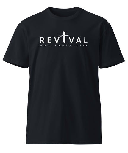 Revival Way Truth Life Christian t-shirt in Navy, front view