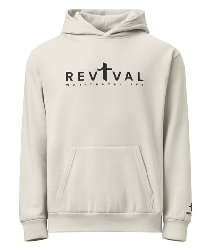 Revival Way Truth Life Christian hoodie in Pigment Lunar Rock, front view