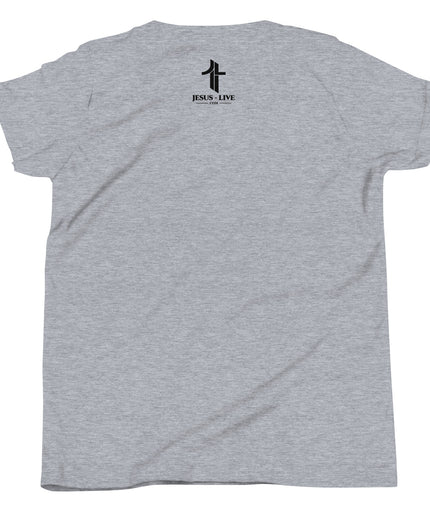Revival America Christian youth t-shirt in Athletic Heather, back view