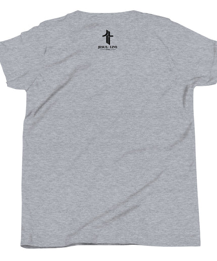 Jesus Way Truth Life Christian youth t-shirt in Athletic Heather, back view