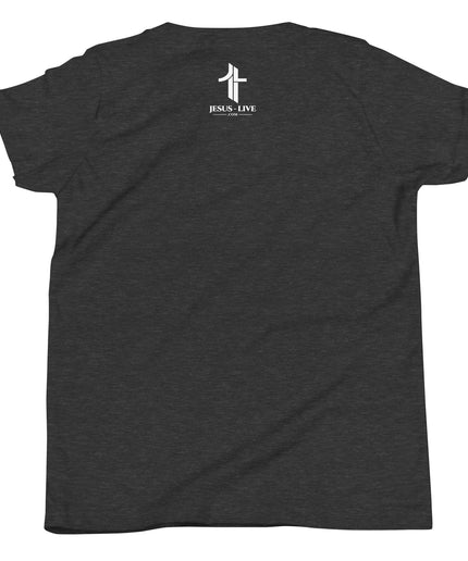 Revival America Christian youth t-shirt in Dark Grey Heather, back view