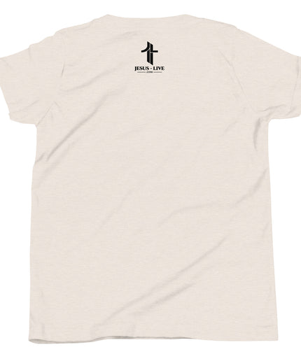 Revival America Christian youth t-shirt in Heather Dust, back view