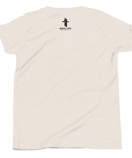 Revival Christian youth t-shirt in Heather Dust, back view