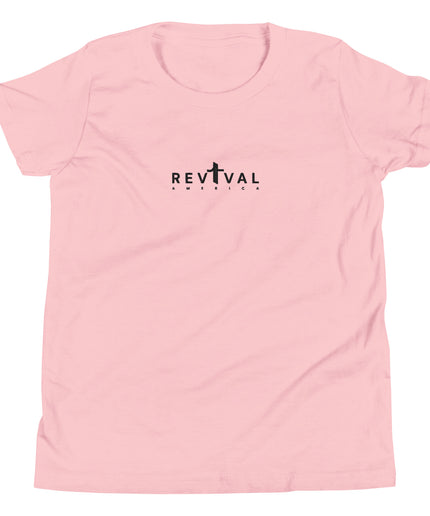 Revival America Christian youth t-shirt in Pink, front view