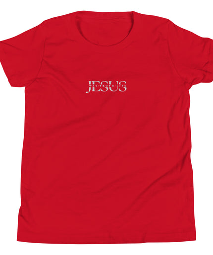 Jesus Way Truth Life Christian youth t-shirt in Red, front view